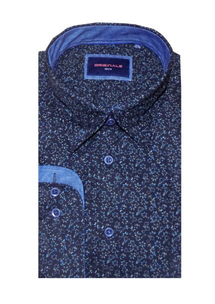 Πουκάμισο Μακρυμάνικο Μοτίβο Μπλε Μεγάλα Μεγέθη / Υπερμεγέθη GCM 3813 600