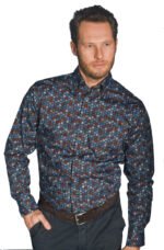 Πουκάμισο Μακρυμάνικο Μοτίβο Μπορντό Μεγάλα Μεγέθη  / Υπερμεγέθη GCM 4018 445