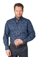 Πουκάμισο Μακρυμάνικο Μοτίβο Μπλε Μεγάλα Μεγέθη  / Υπερμεγέθη GCM 4018 750