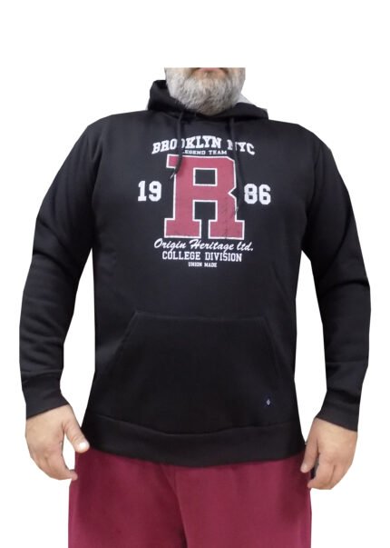 Μπλούζα Μακρυμάνικη Φούτερ Μαύρη Μεγάλα Μεγέθη / Υπερμεγέθη ORG 231 074