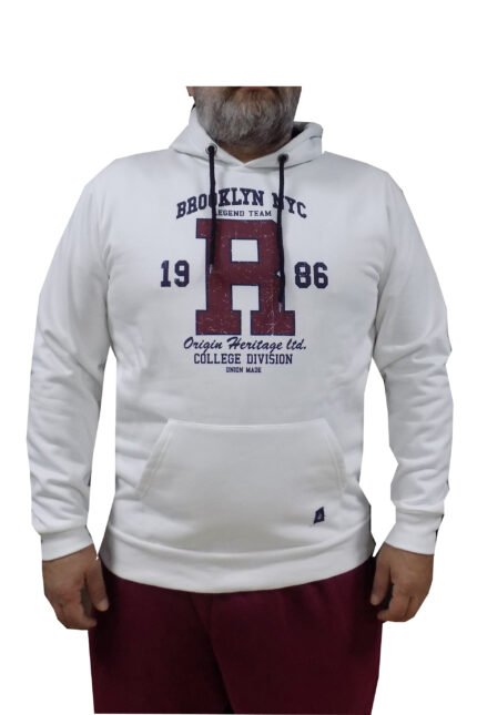 Μπλούζα Μακρυμάνικη Φούτερ Λευκή Μεγάλα Μεγέθη / Υπερμεγέθη ORG 231 074