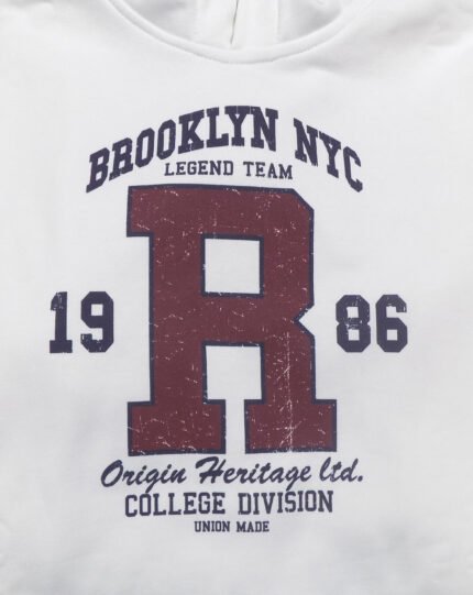 Μπλούζα Μακρυμάνικη Φούτερ Λευκή Μεγάλα Μεγέθη / Υπερμεγέθη ORG 231 074