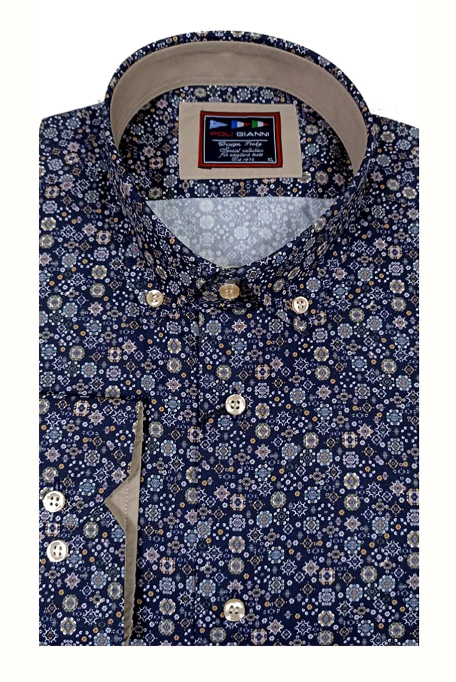 Πουκάμισο Μακρυμάνικο Μοτίβο Μπλε Μεγάλα Μεγέθη / Υπερμεγέθη PG 29416 03 Πουκάμισο Μακρυμάνικο Μοτίβο Μπλε Μεγάλα Μεγέθη / Υπερμεγέθη PG 29416 03