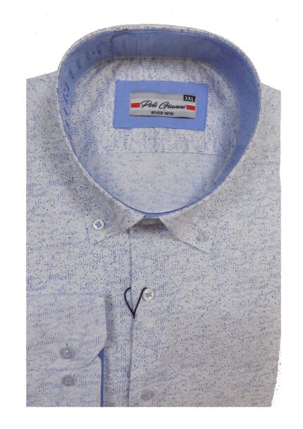 Πουκάμισο Μακρυμάνικο Μοτίβο Λευκό Μεγάλα Μεγέθη / Υπερμεγέθη PG 29516 01