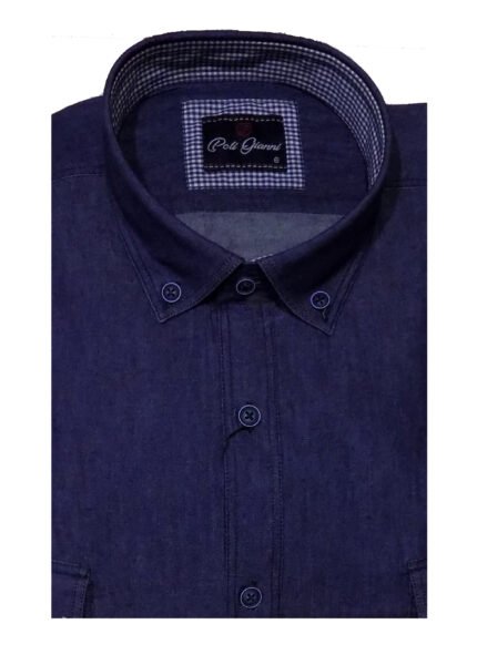 Πουκάμισο Μακρυμάνικο Τζην Μπλε Μεγάλα Μεγέθη / Υπερμεγέθη PG 20207